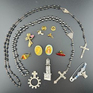 Lot Mix Christian Religious Catholic Faith Rosary Pins Jewelry Vintage to Now